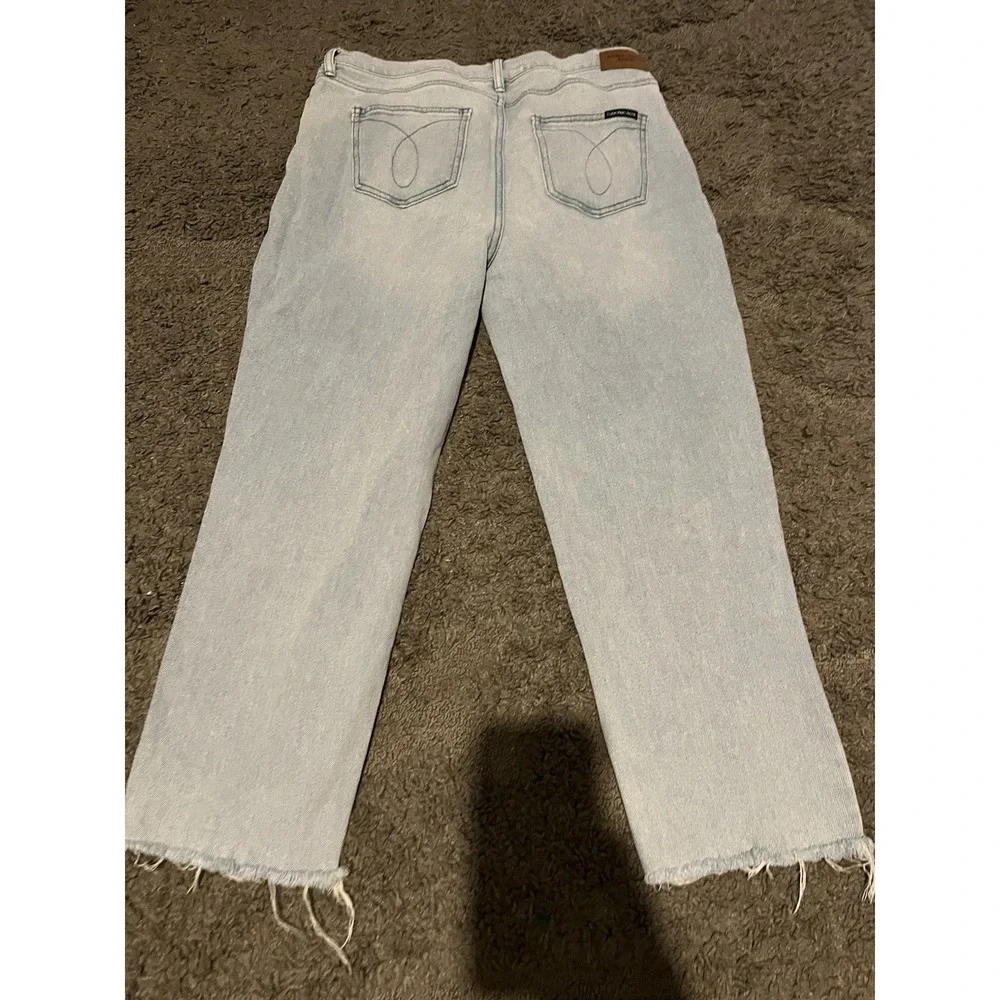 Calvin Klein Distressed Light Wash Jeans with Frayed Hem Size 14 - Picture 4 of 6